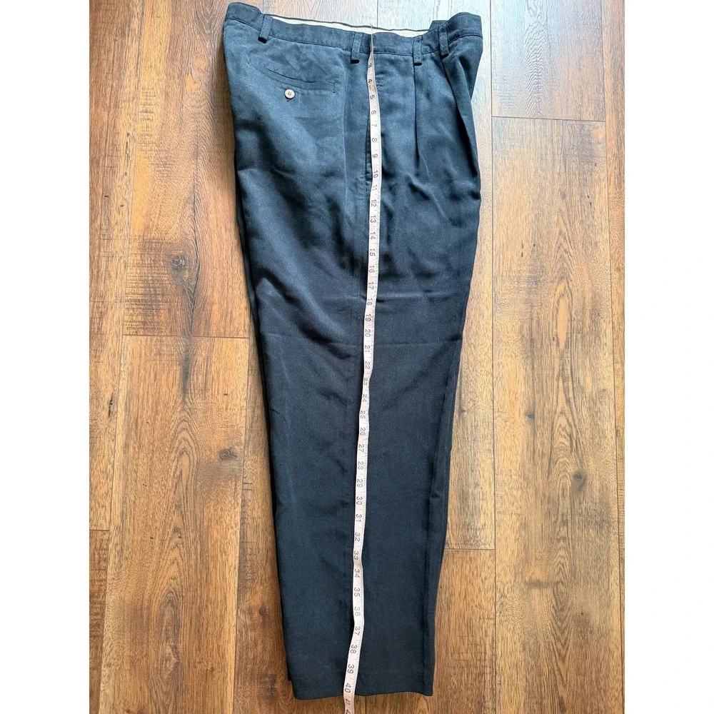 Vintage Tommy Bahama Relax Pants Mens 34x27 Black Pleated 100% Tencel Trousers - Picture 2 of 8